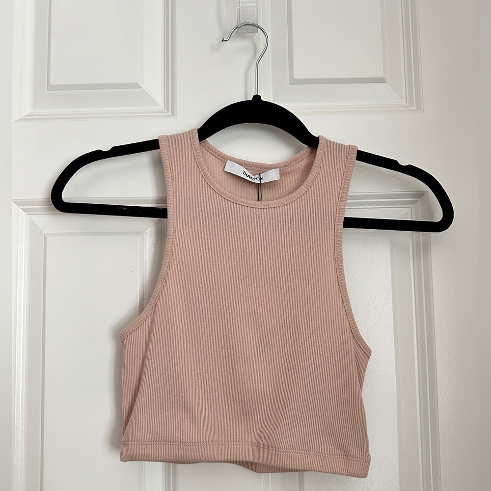 THAKOON DU DUSTY PINK CROP TOP WOMEN SIZE SMALL RIBBED SHIRT